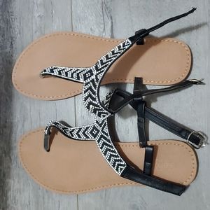 Charlotte Russe black and silver sparkling sandals